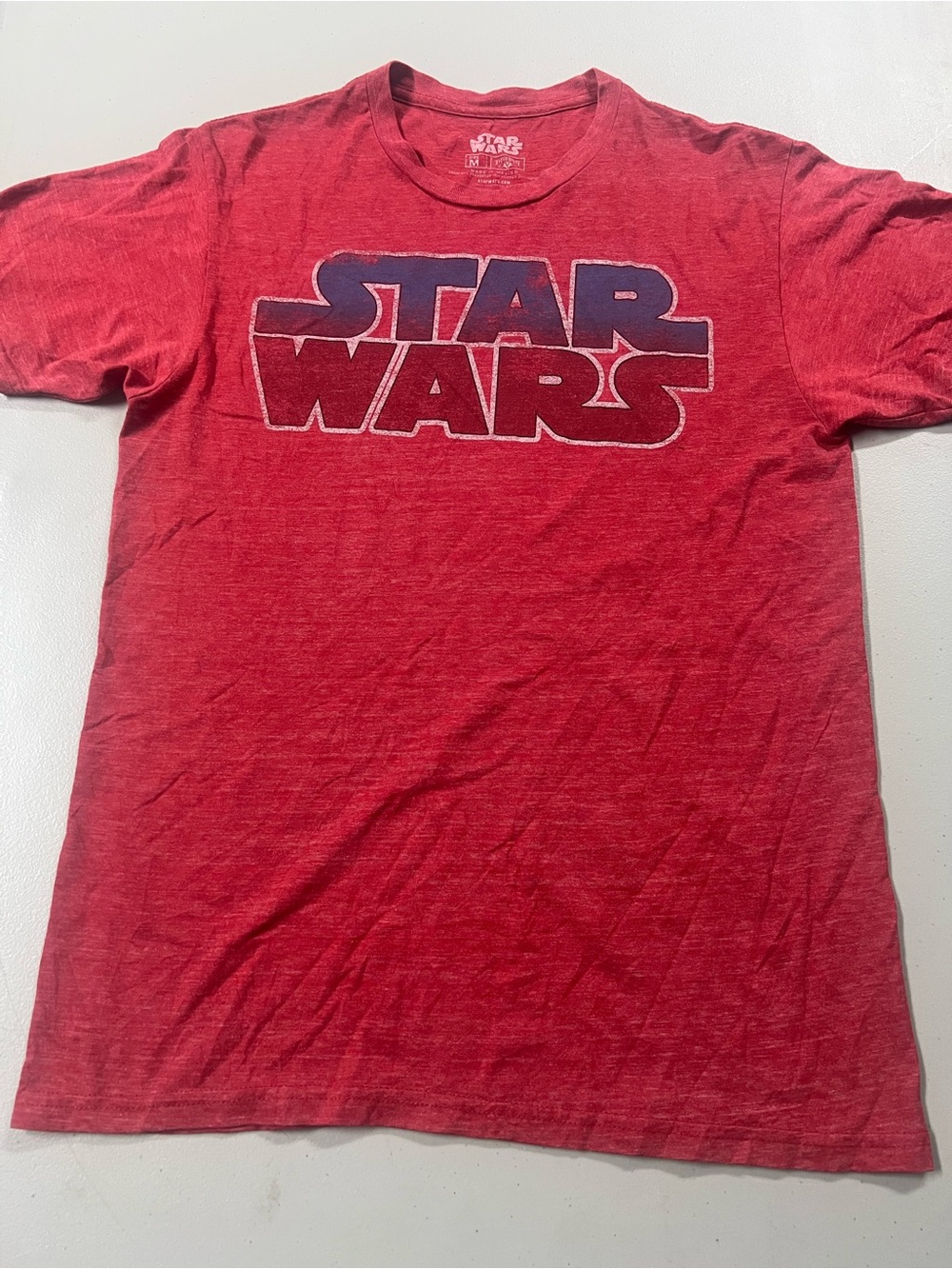 Star Wars Logo Graphic T-Shirt Medium Red Heather Distressed Graphic Tee